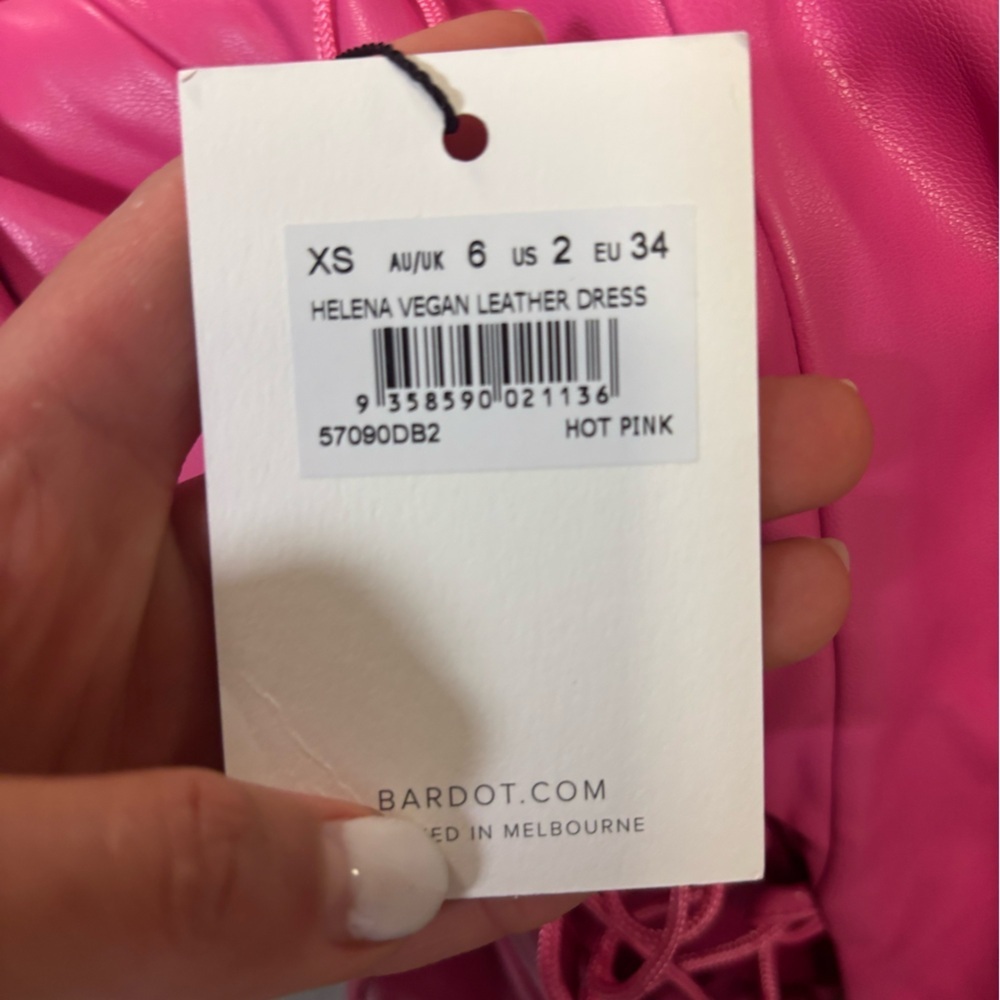 Bardot | Helena Vegan Leather Dress In Hot Pink Size 2 NEW - Picture 8 of 8